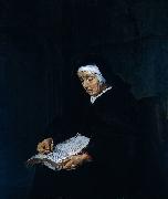Gabriel Metsu Old Woman Meditating. Sweden oil painting artist